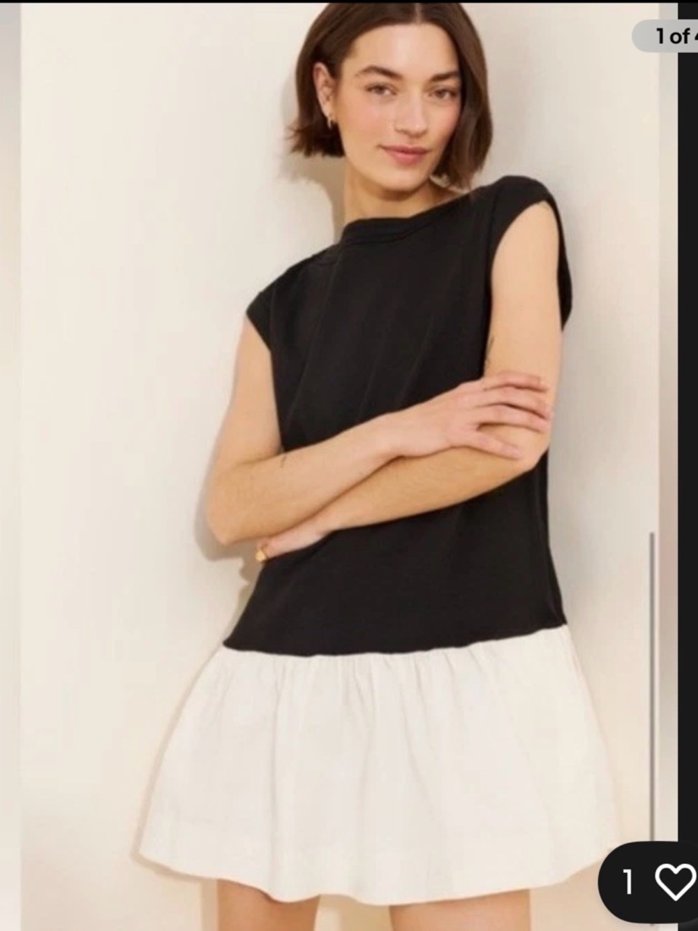 Free People Enya Mini Dress Black White Hem S